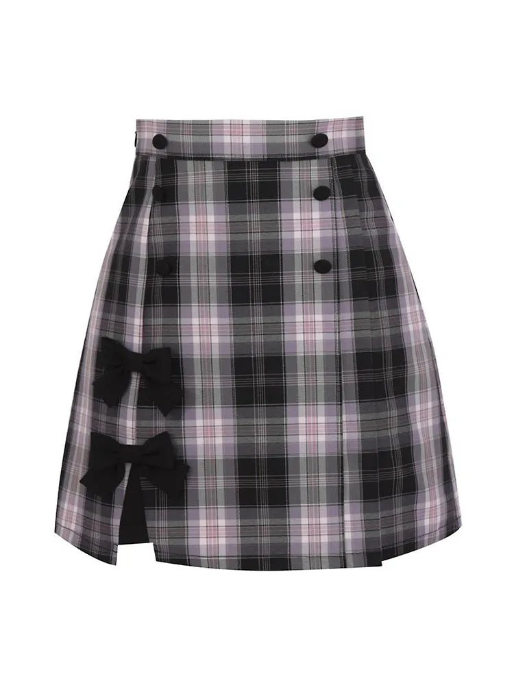 Grape Candy Plaid Skirt