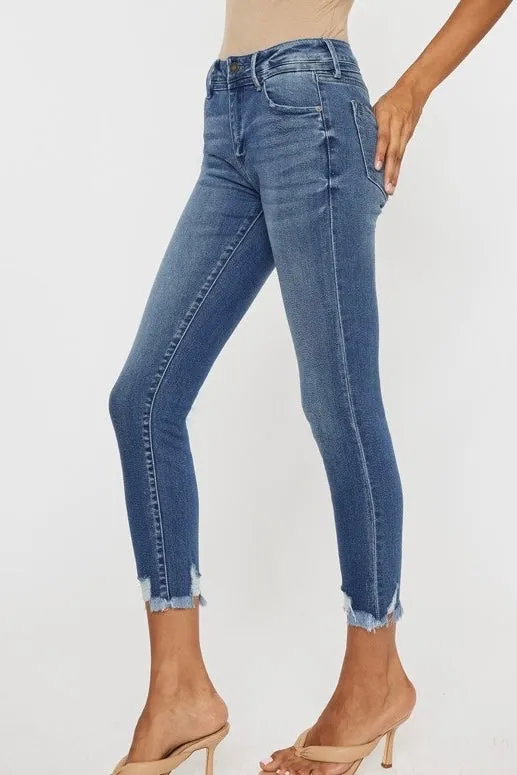 Kan Can High Rise Ankle Skinny Jeans- Medium Wash